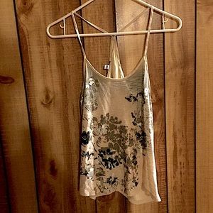 EXPRESS CREME FLOWERY RACER BACK TANK •